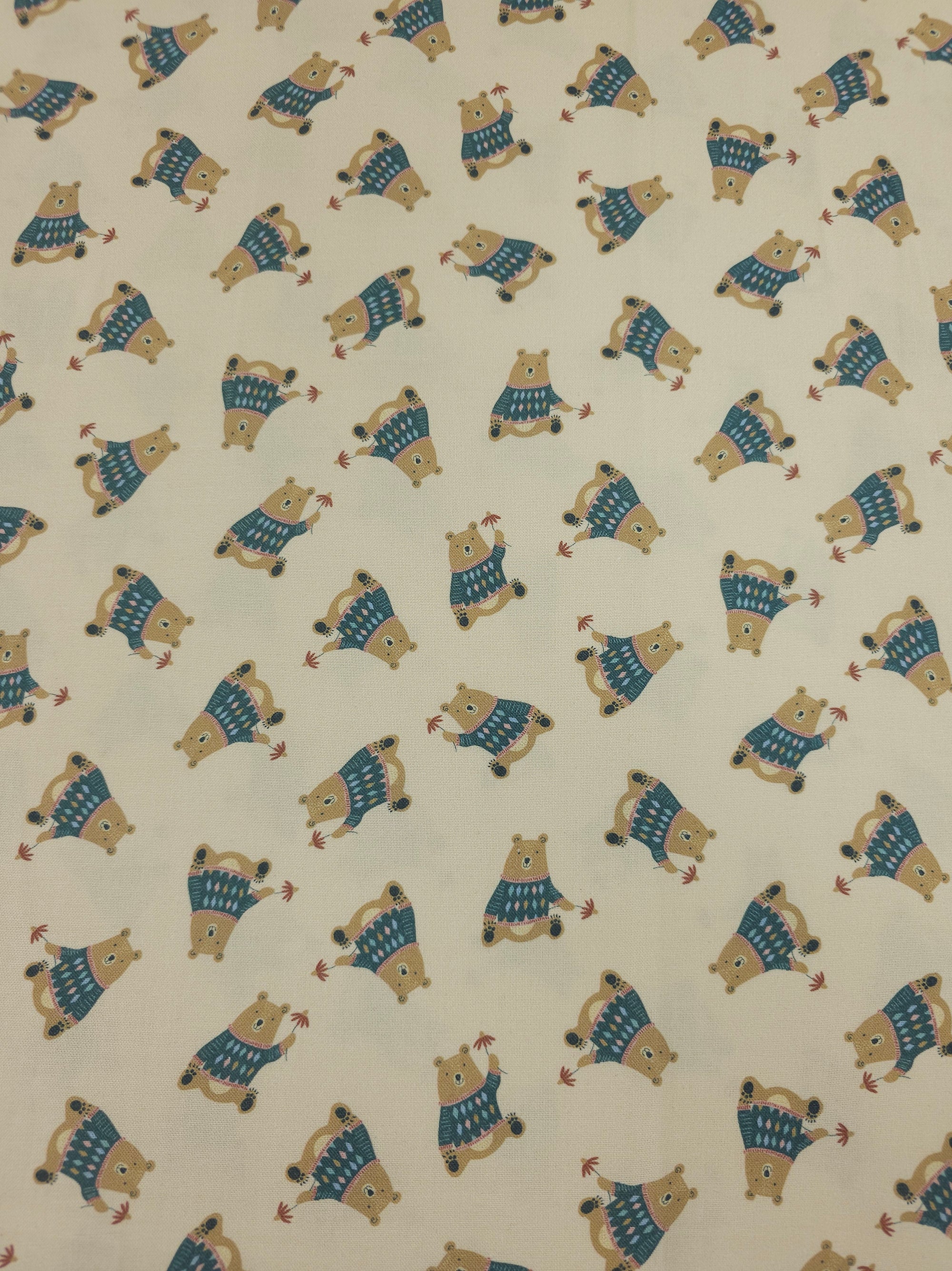 Friendly Woodland Bear 100% Cotton