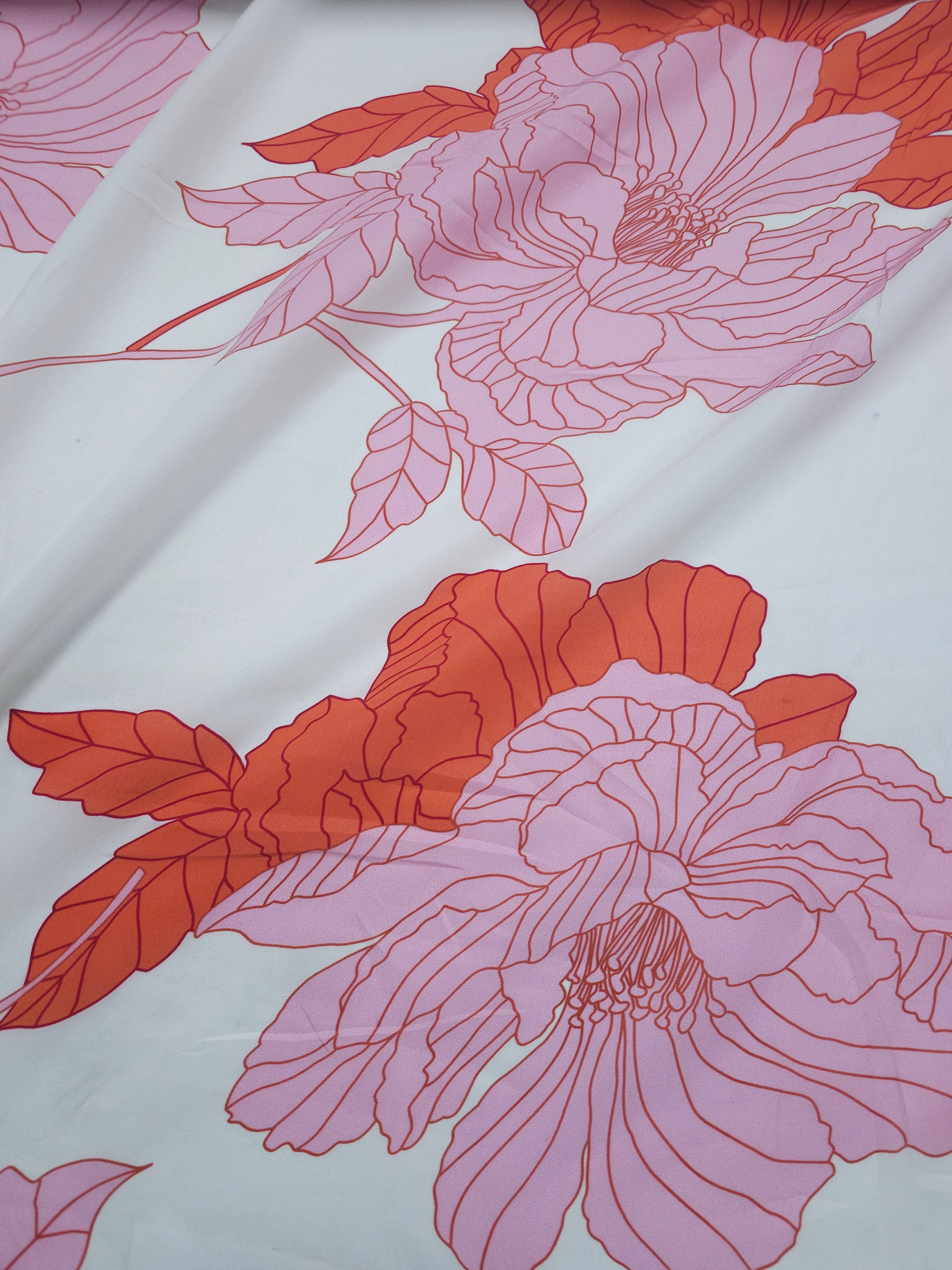 Pink/Orange Large Floral Sandwashed Modal