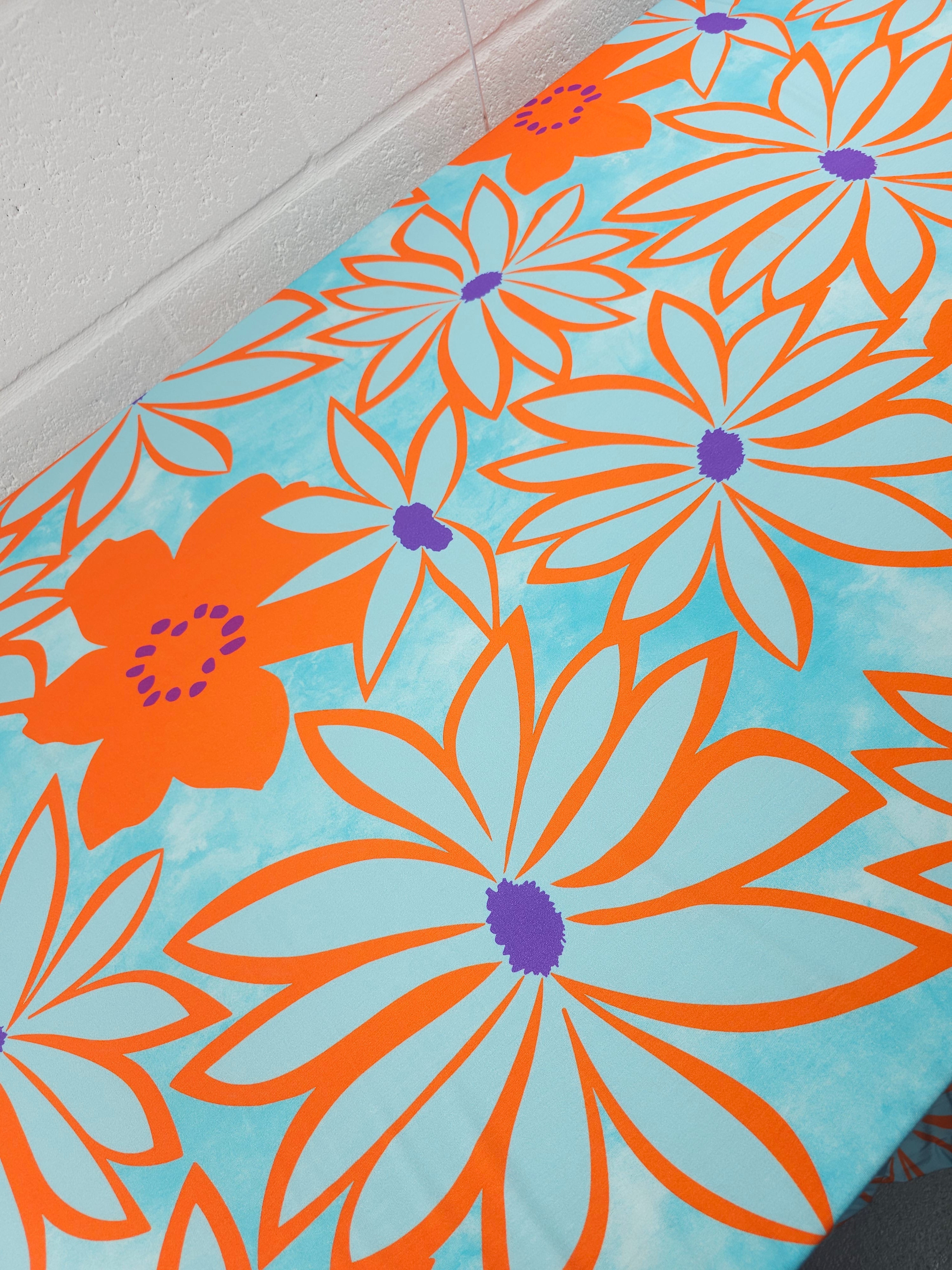 Blue/Orange Large Wonderflower Viscose Jersey