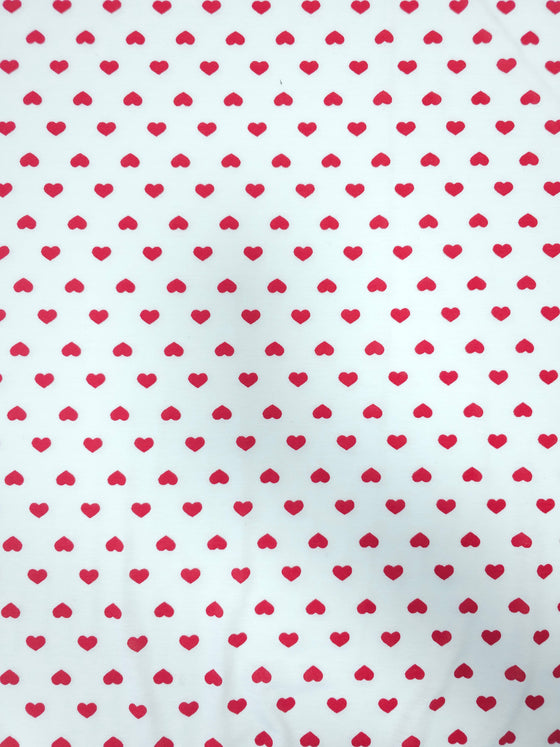 White/Red Heart Viscose Jersey