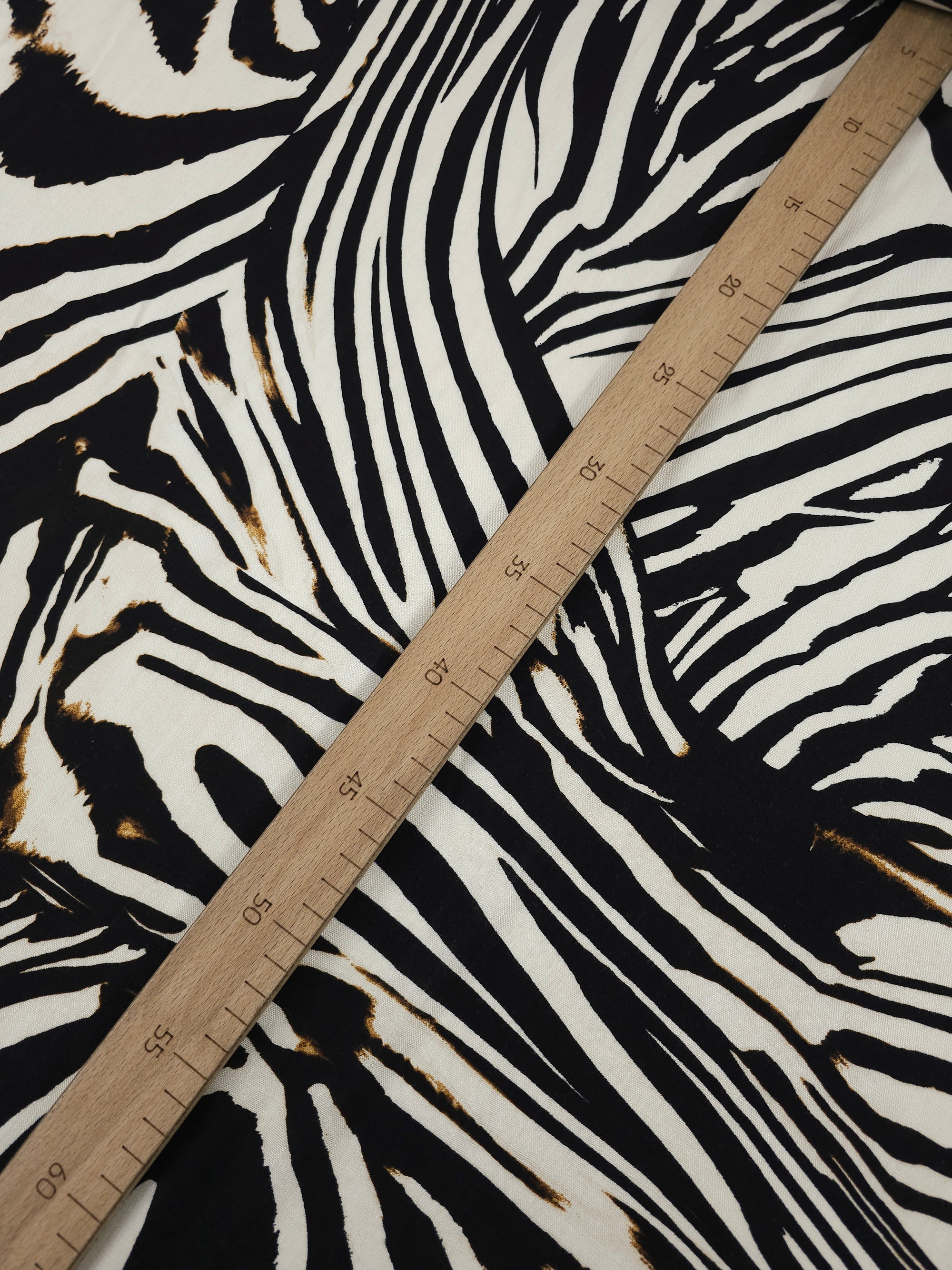 Cream/Black Abstract Zebra Burn Viscose