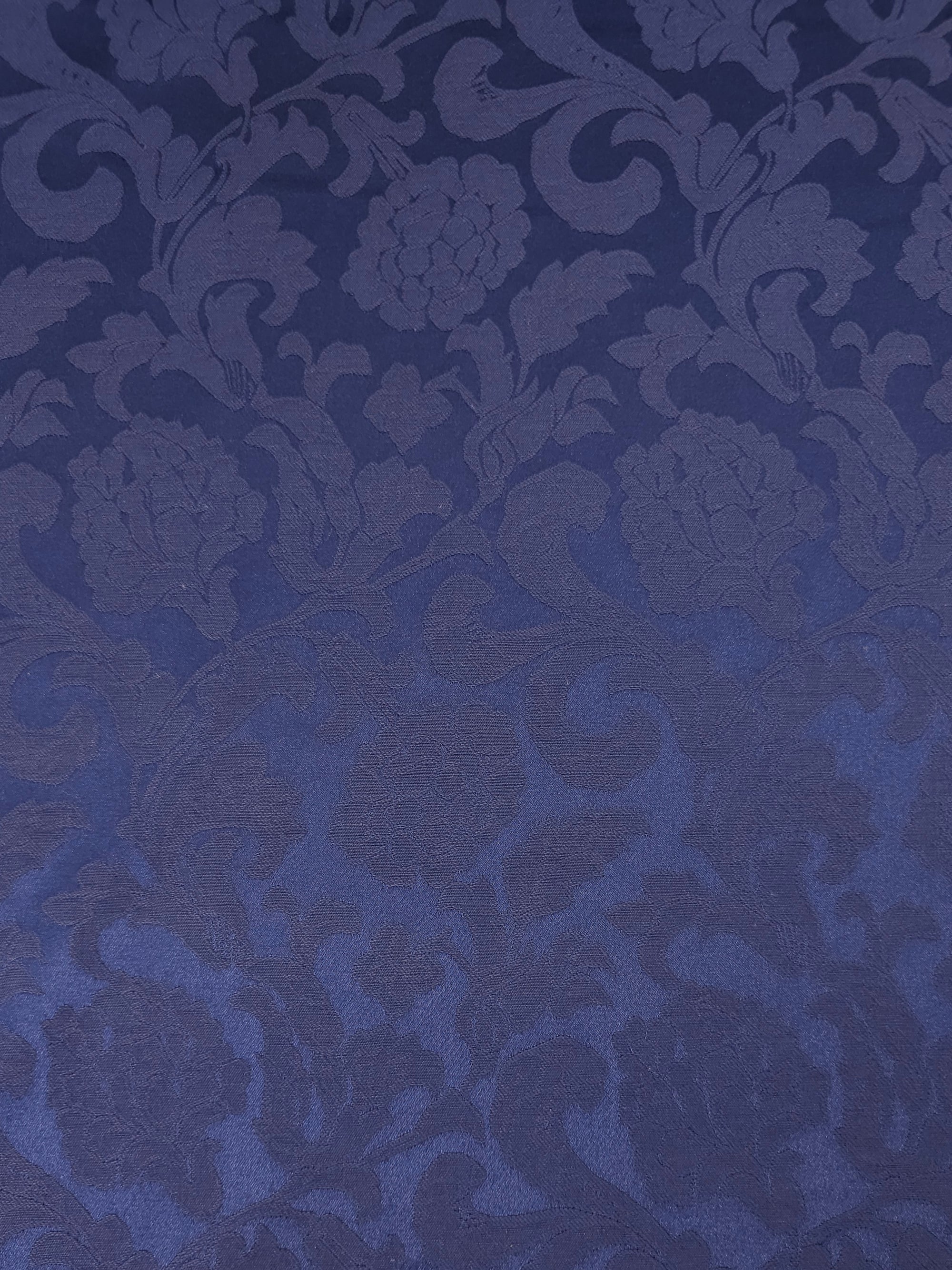 Indigo Navy Mediumweight Vintage Floral Satin Jacquard