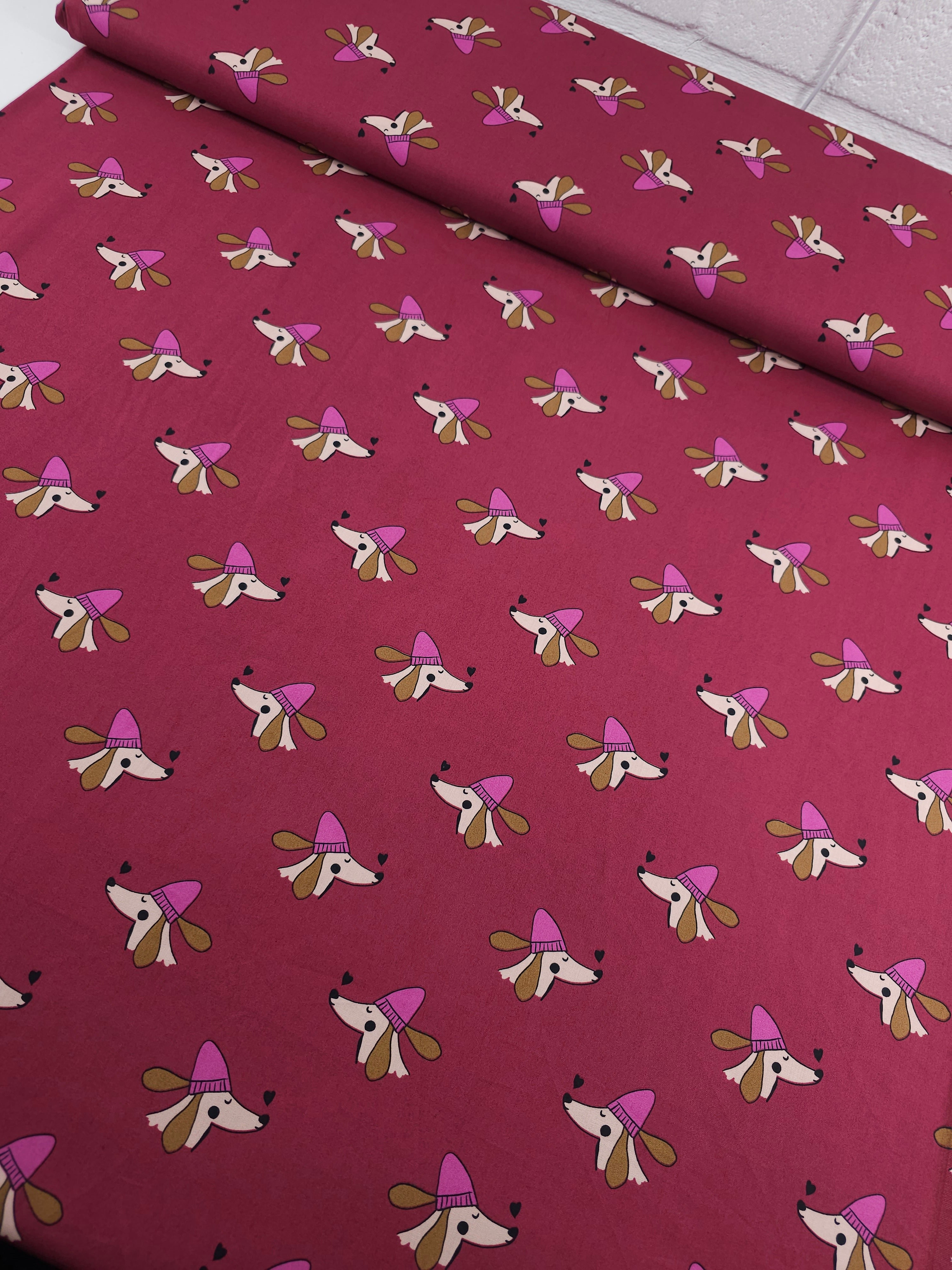 Burgundy Sausage Dog 100% Cotton 57"