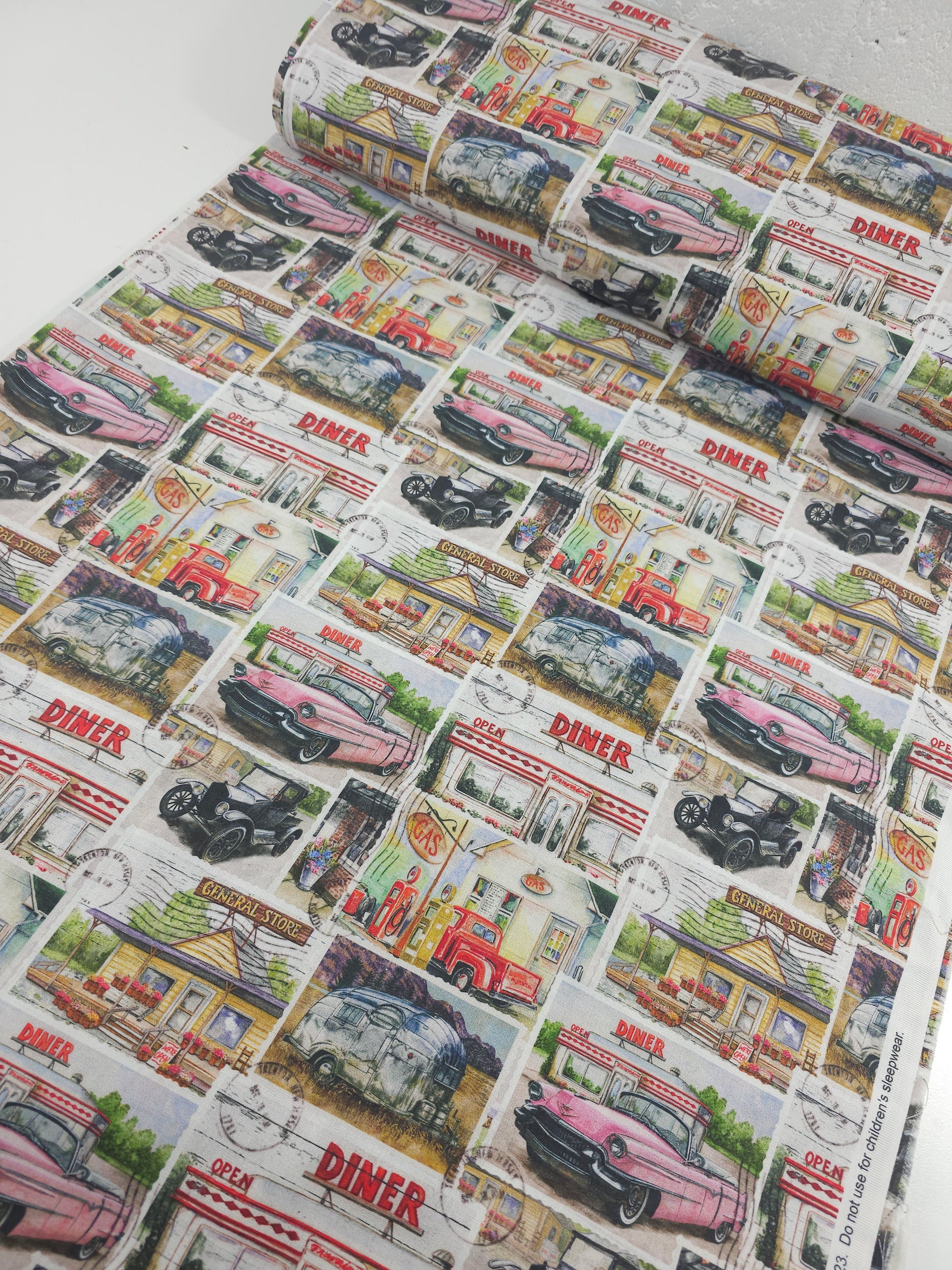 Vintage Diner Cars 100% Cotton