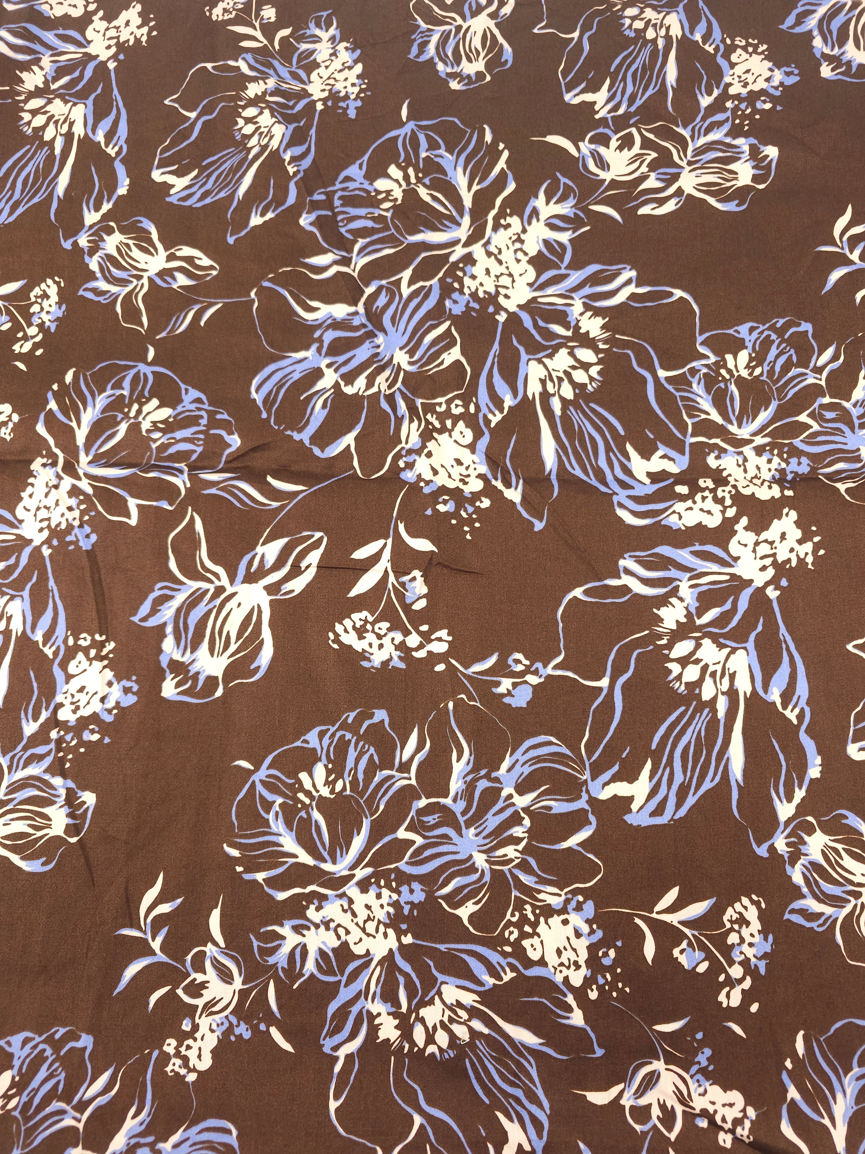 Brown violet floral Cotton sateen- 1m piece