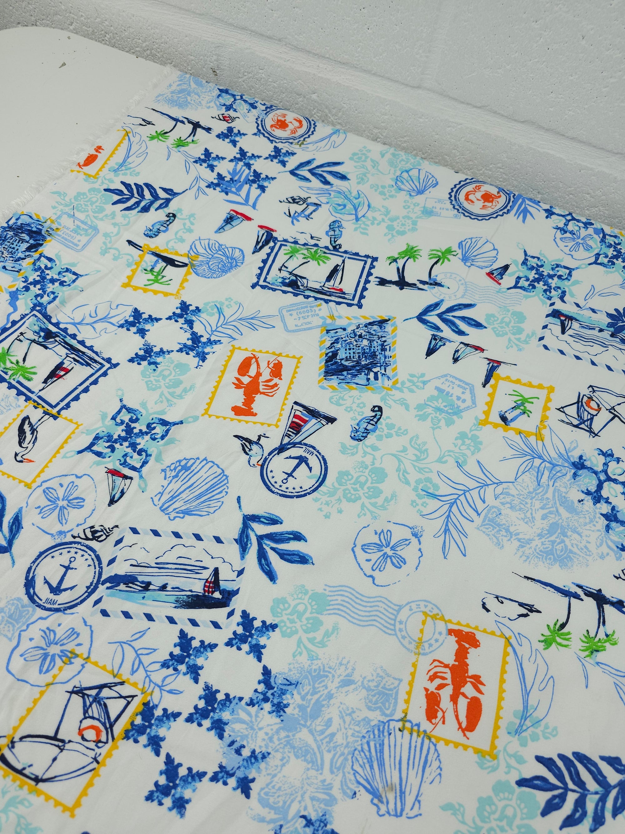 Blue Mediterranean Sail Viscose