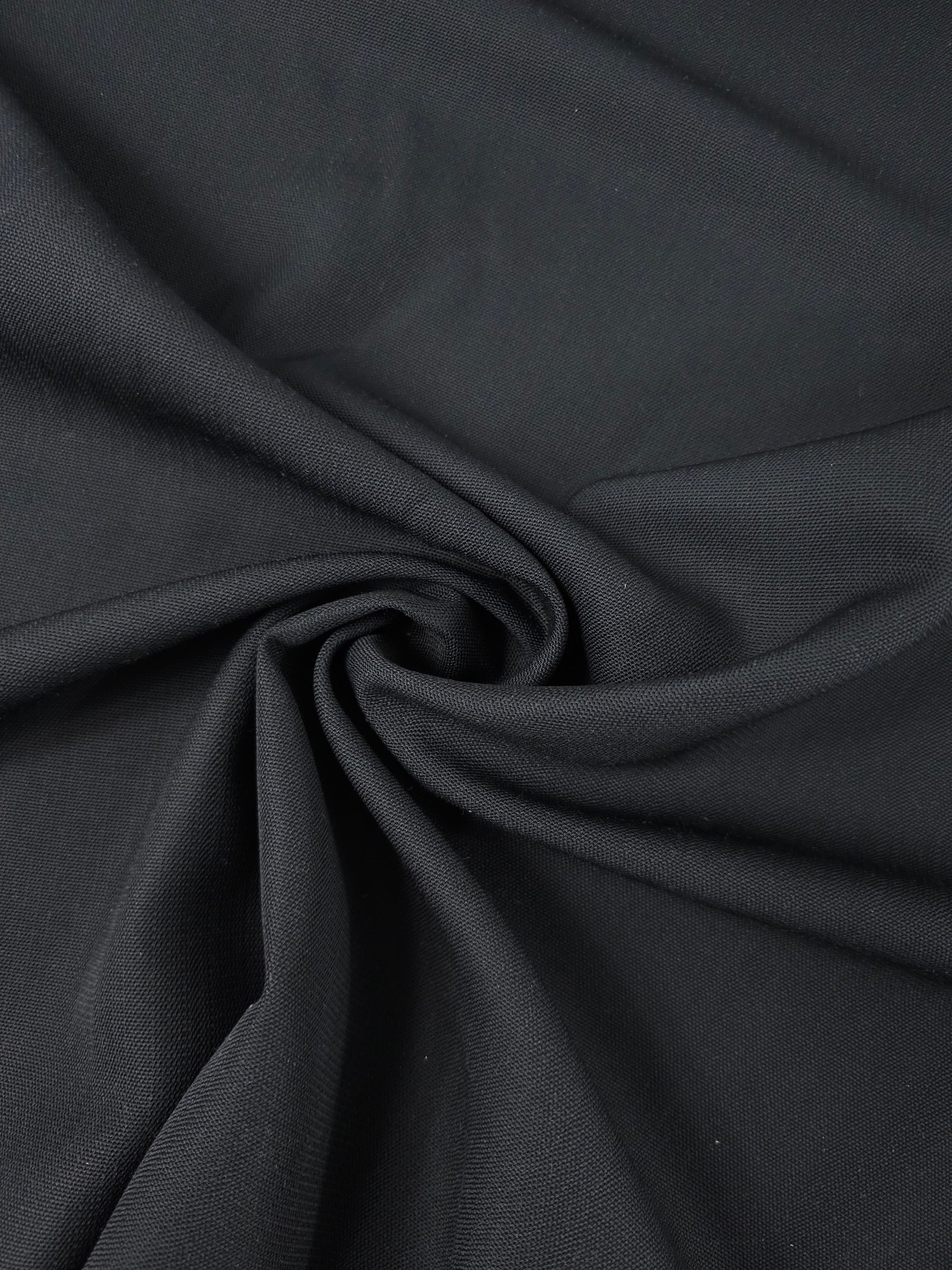 Black Pique Poly Wool Suiting