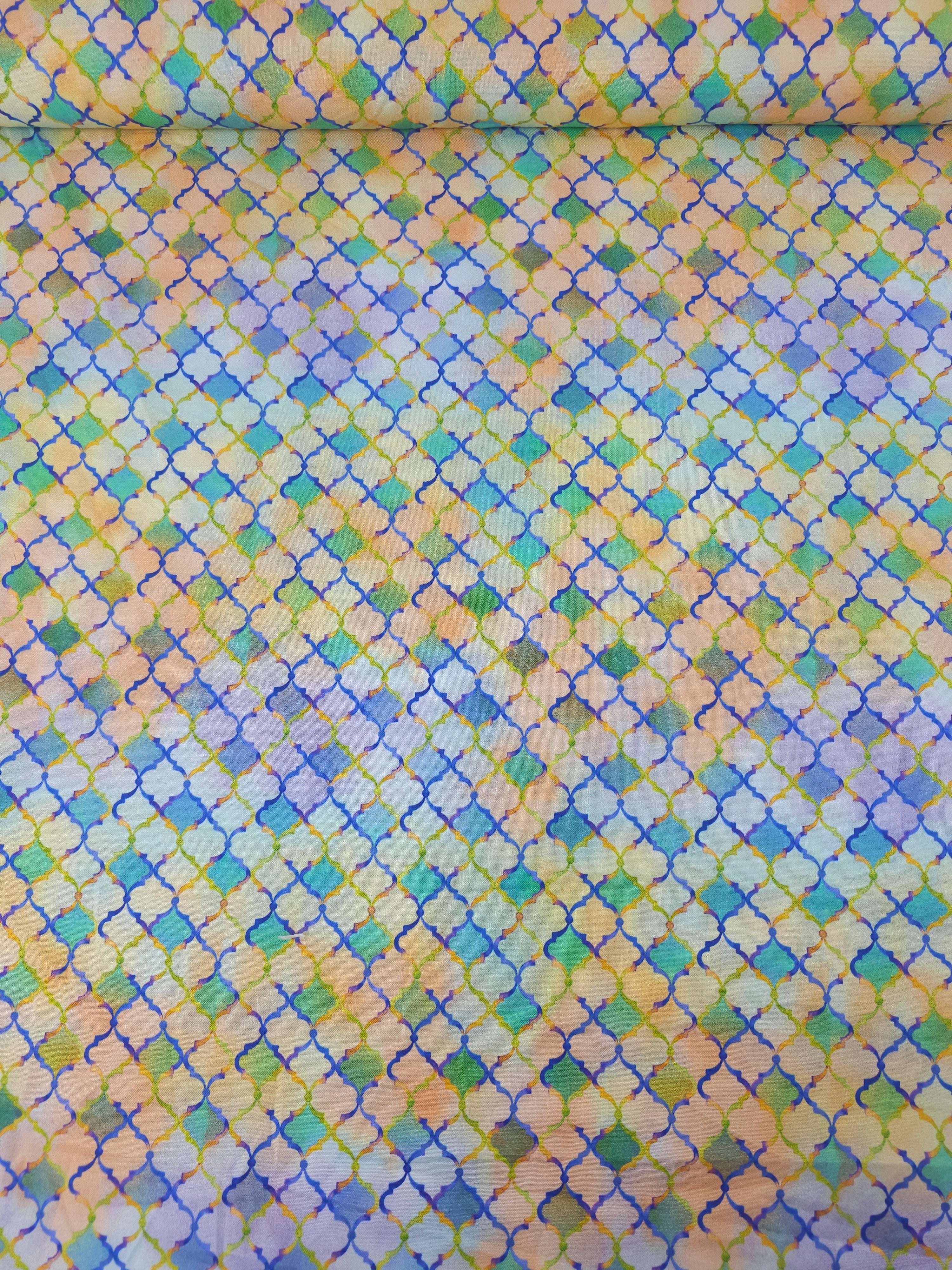 Moroccan Patel Tile  100% Cotton