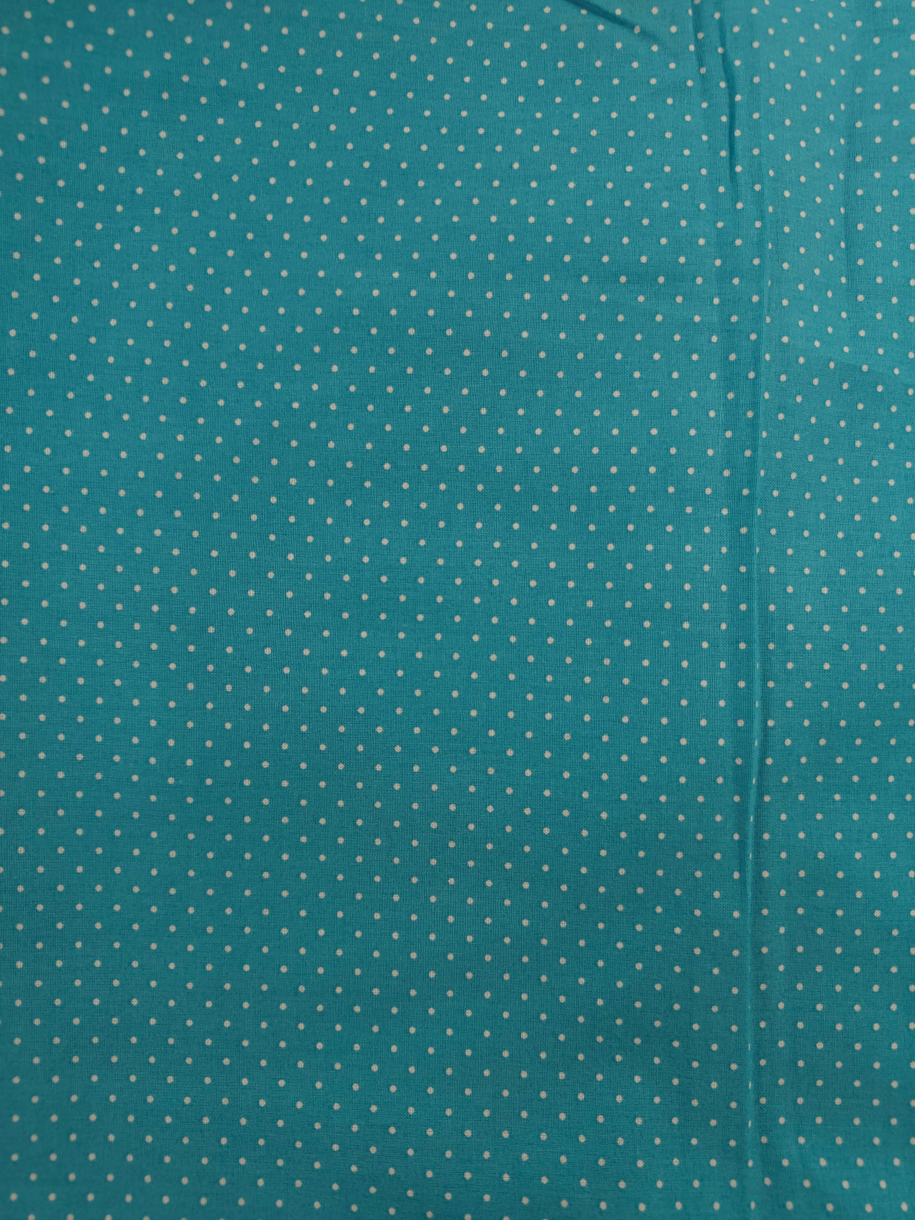 Cyan blue dotted Cotton- 1m piece