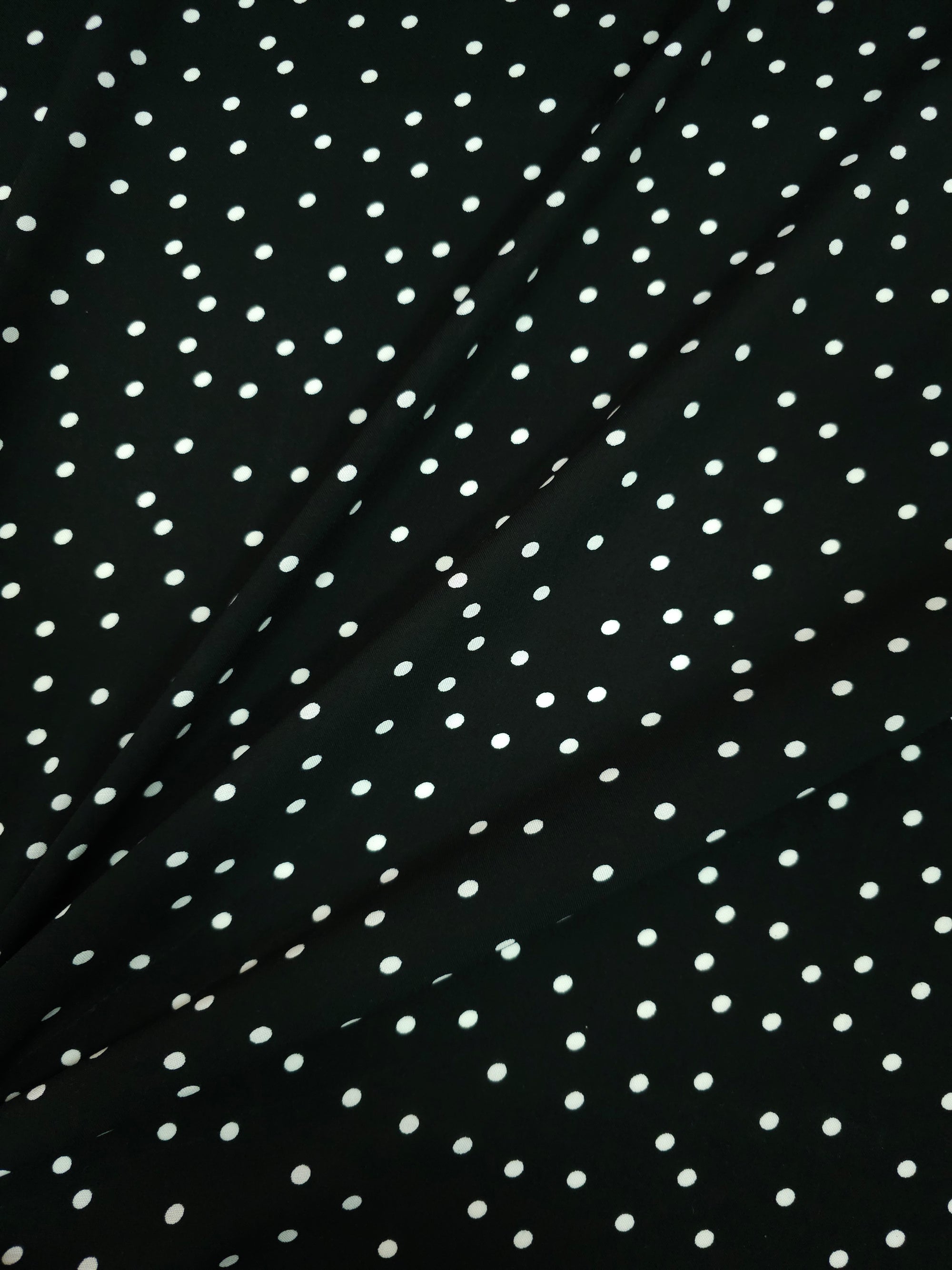 Black/White Polka Viscose Challis