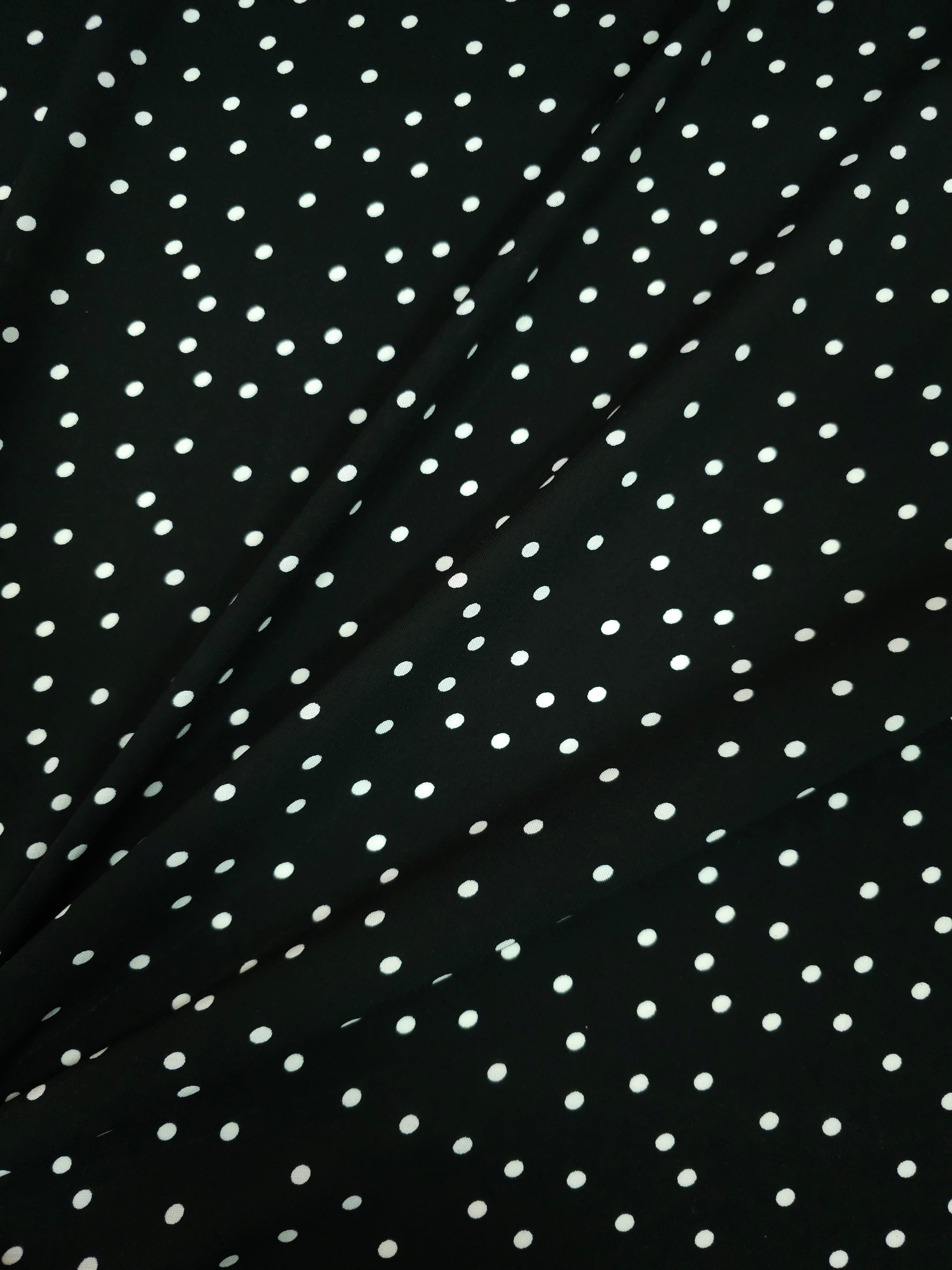 Black/White Polka Viscose Challis