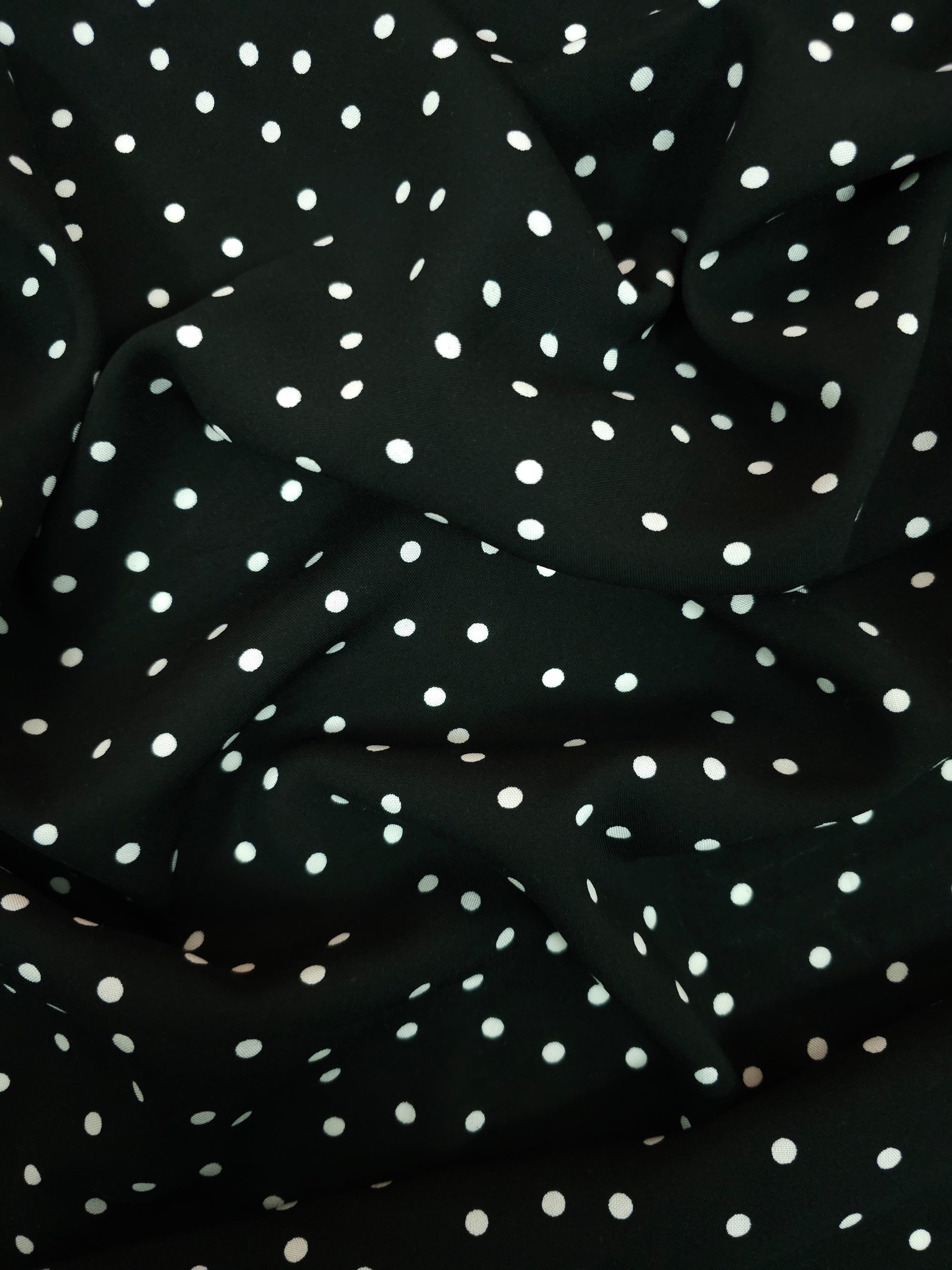 Black/White Polka Viscose Challis
