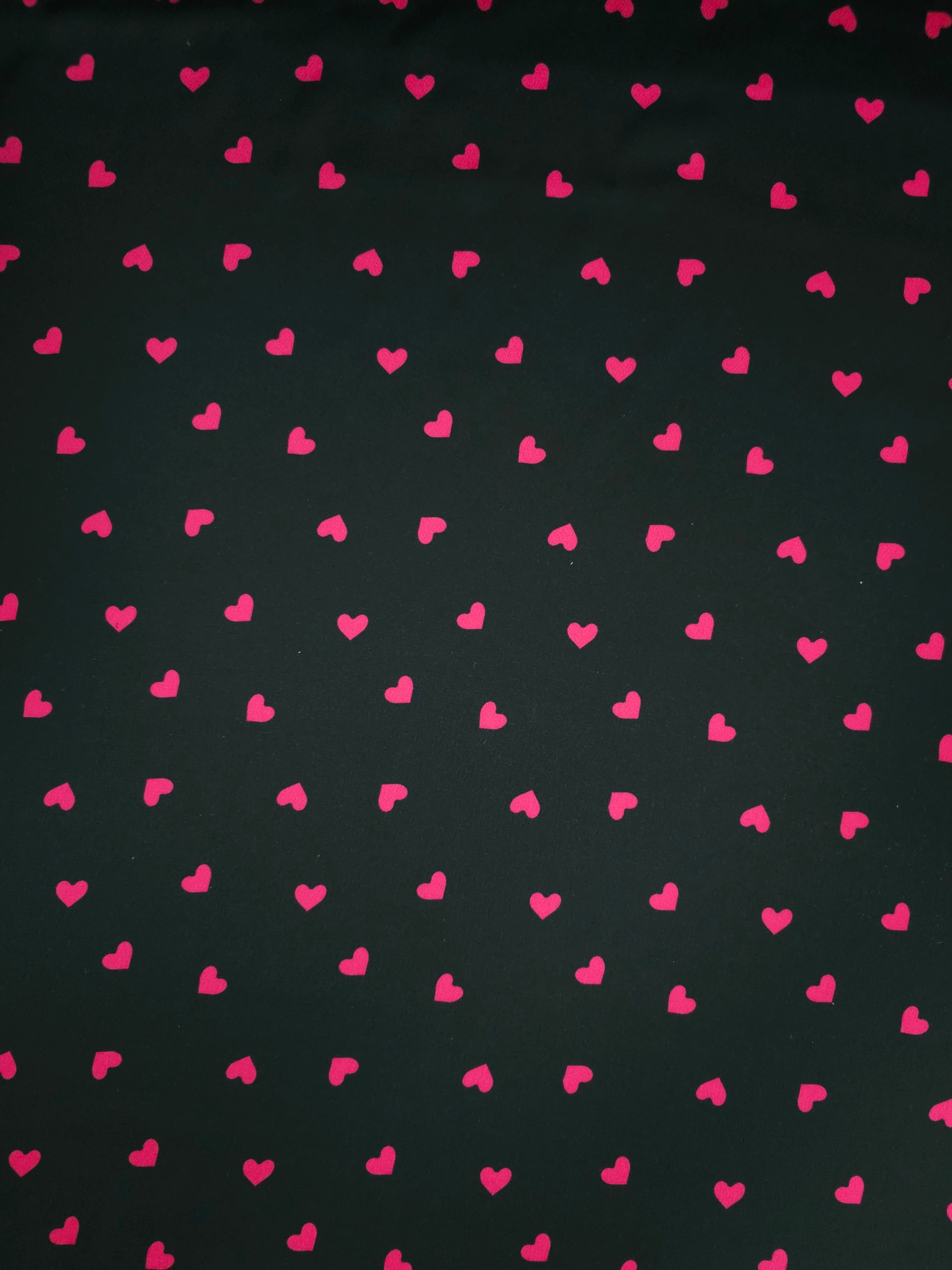Hot Pink/Black Heart Poly Satin