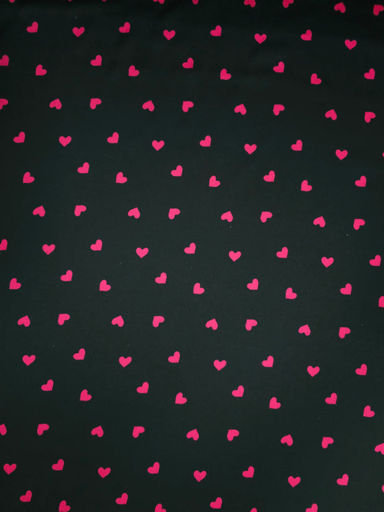 Pink/Black Heart Poly Satin