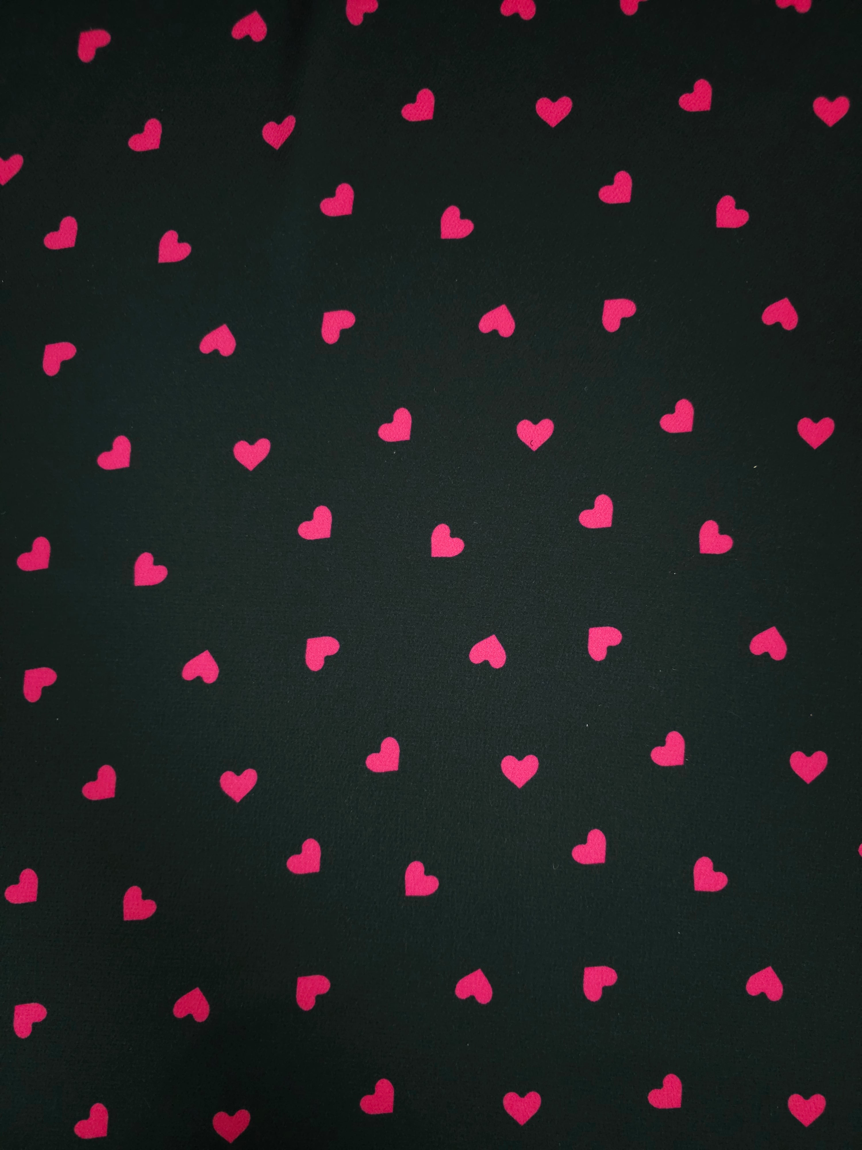 Hot Pink/Black Heart Poly Satin