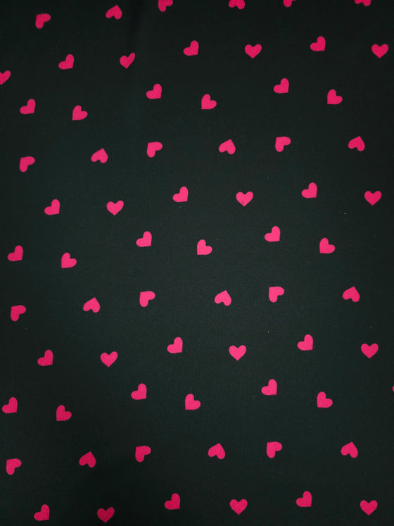 Pink/Black Heart Poly Satin