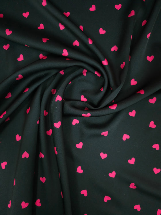 Pink/Black Heart Poly Satin