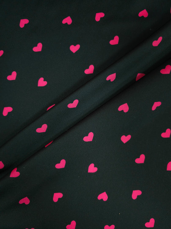 Pink/Black Heart Poly Satin