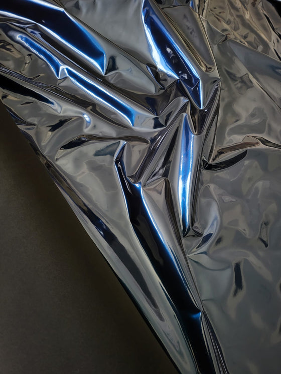 Dark Blue Foil-look PU Leather