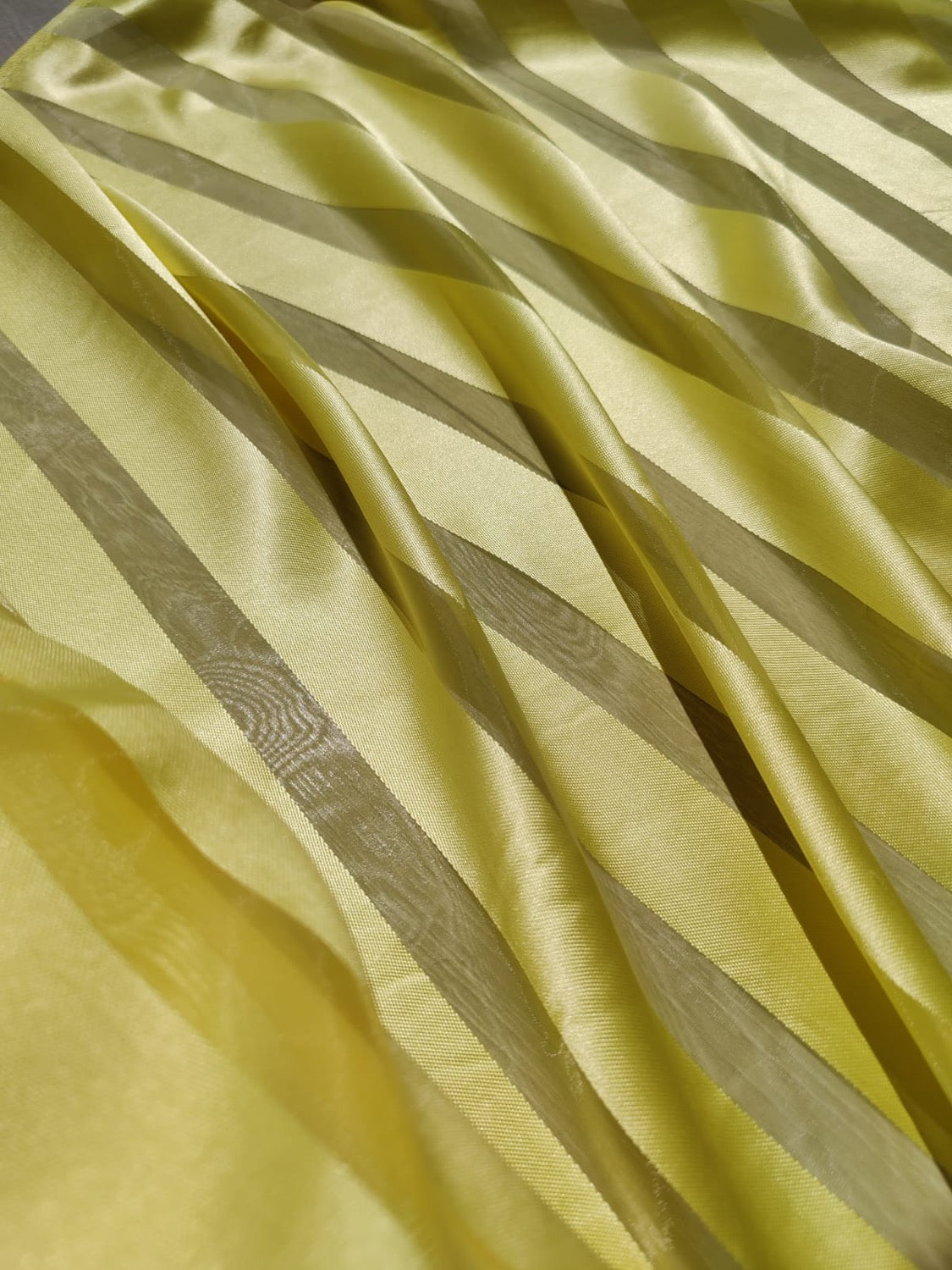 Striped Burnout Acetate-Organza Yellow