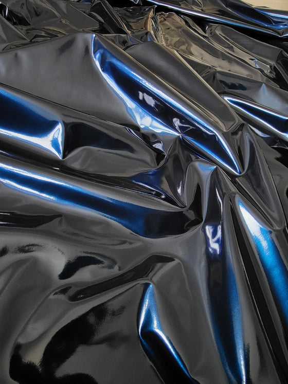Dark Blue Foil-look PU Leather