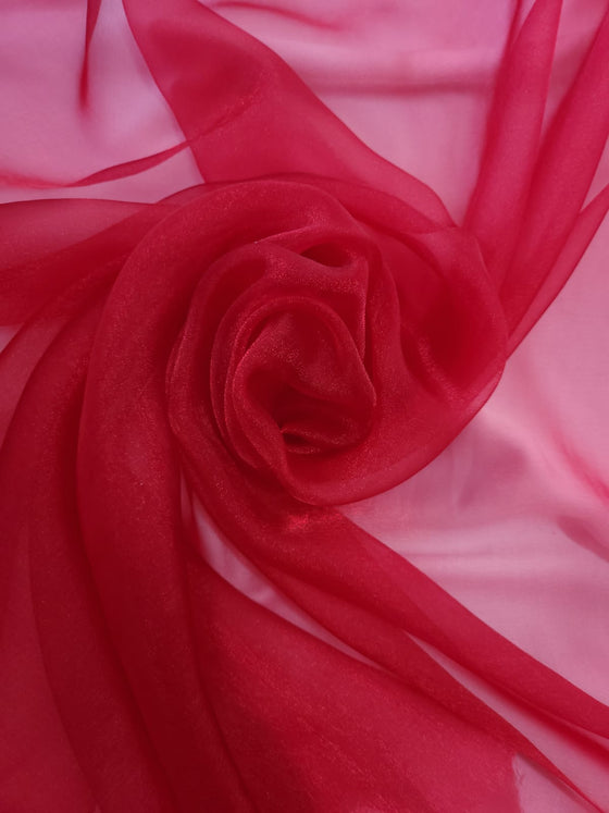 Bright Red Crystal Organza