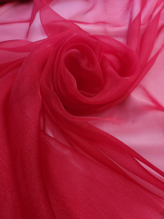 Bright Red Crystal Organza