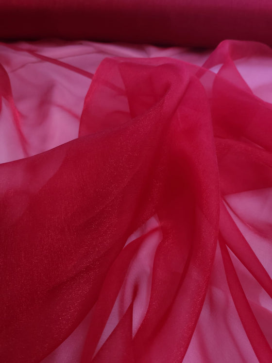 Bright Red Crystal Organza