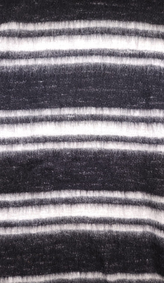 Black/White Stripe Recycled Mohair Wool