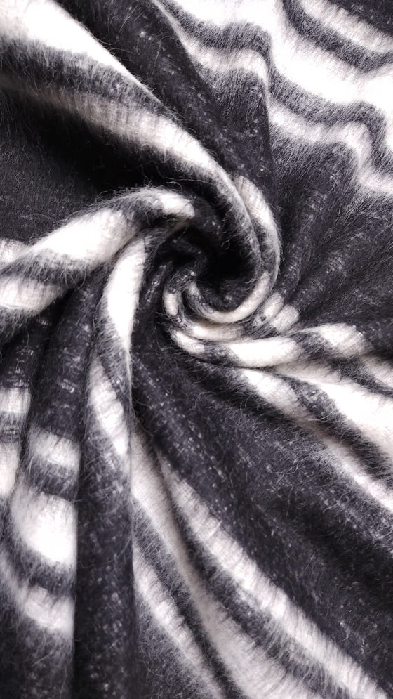 Black/White Stripe Recycled Mohair Wool