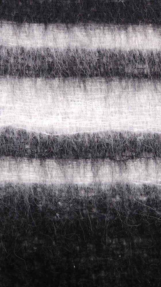 Black/White Stripe Recycled Mohair Wool