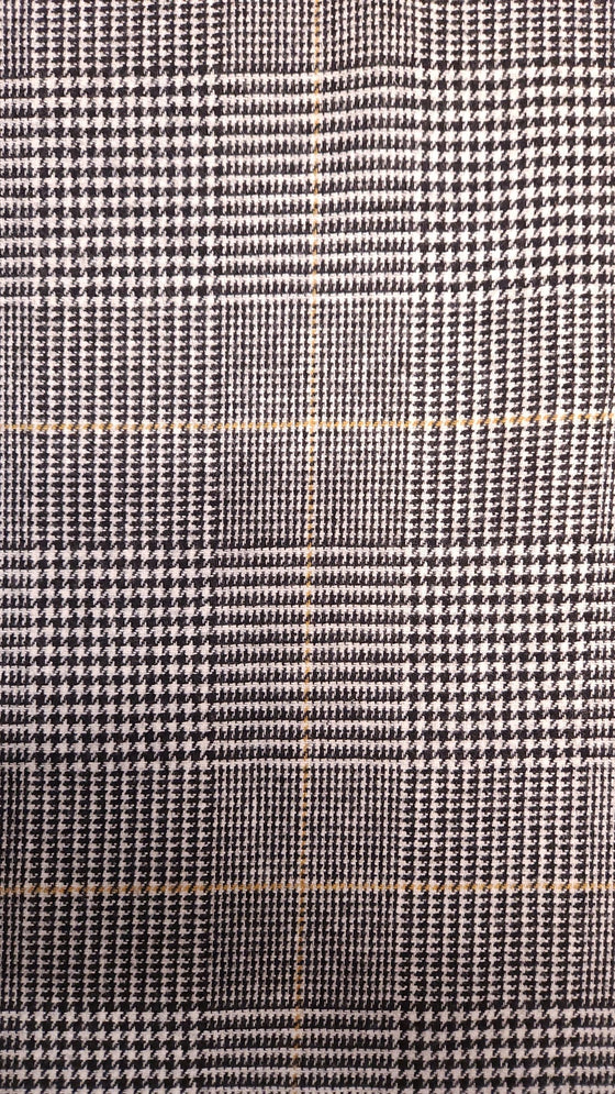 Black/White/Yellow Tartan Recycled Italian Wool Mix