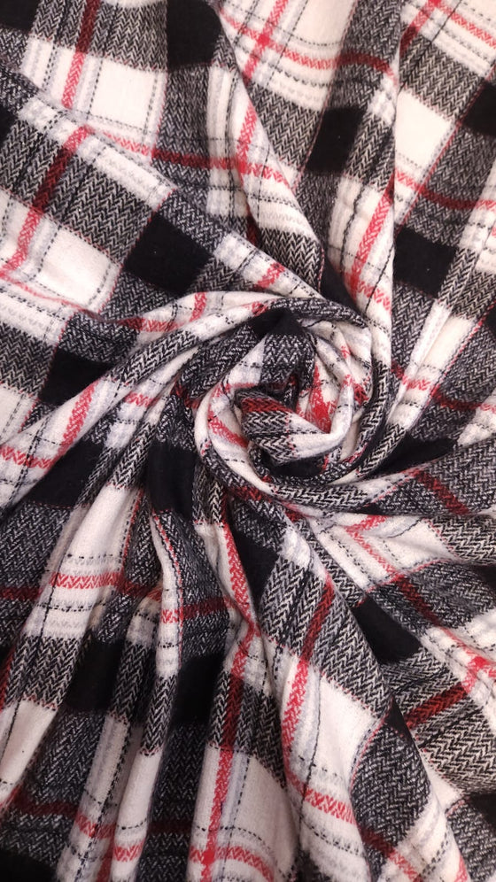 Black/White/Red Tartan Italian Wool Mix
