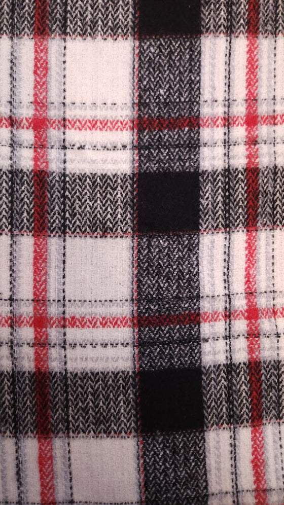 Black/White/Red Tartan Italian Wool Mix