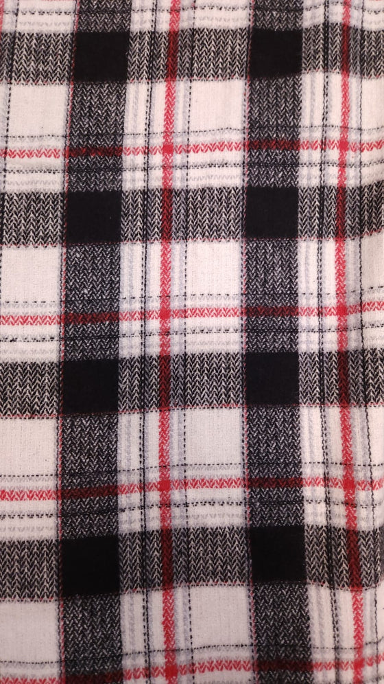 Black/White/Red Tartan Italian Wool Mix