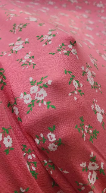 Coral Pink Floral Viscose Jersey